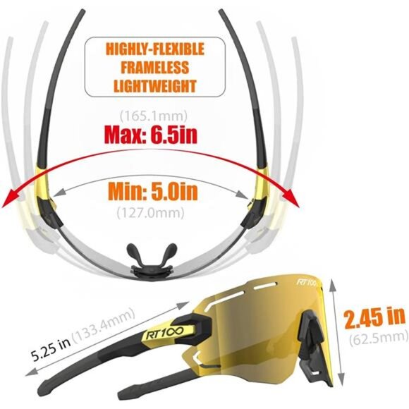 wrap around cycling sunglasses frameless sport uv400 men women bike running eyew - Picture 2 of 7